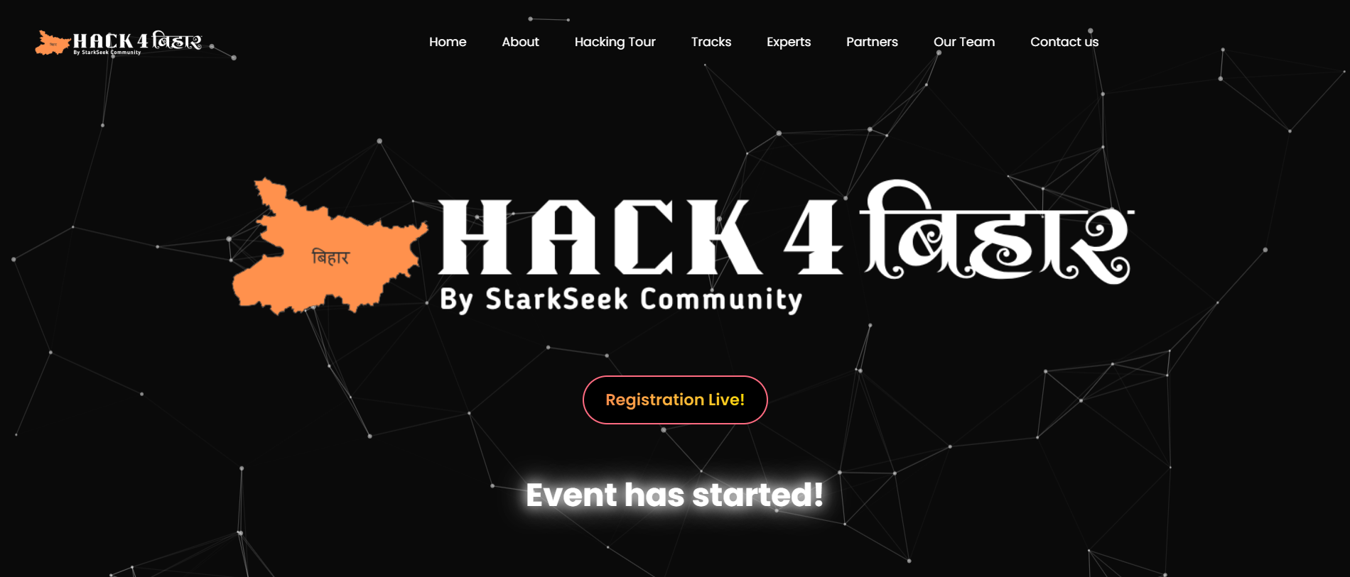Hack4Bihar project interface — Built the entire frontend for a national hackathon — under a live deadline.